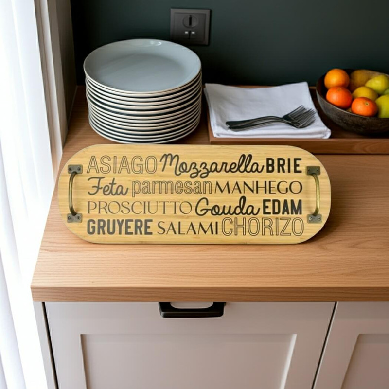 Boston Warehouse 21" Bamboo Charcuterie Serving Board, Cheese Boston Warehouse 21" Bamboo Charcuterie Serving Board, Cheese