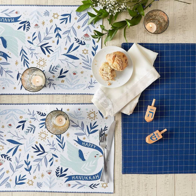 DII Design Imports Hanukkah Dove Printed Placemats, Set of 4