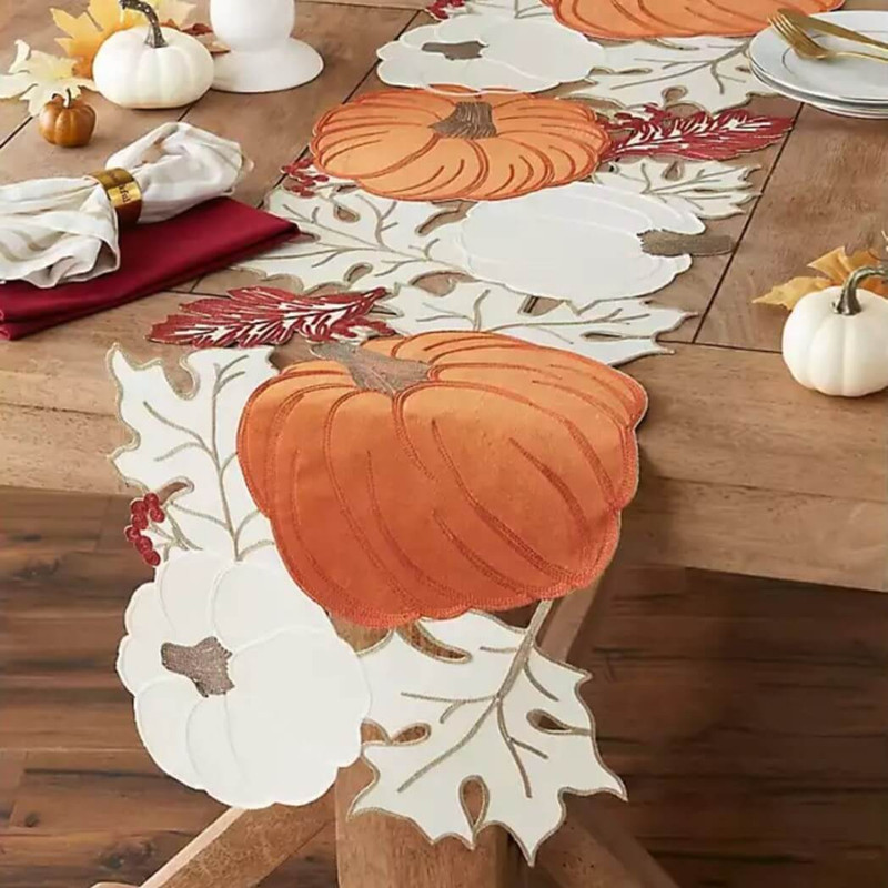 DII Pumpkin Patch Embellished Table Runner -14x70 inches
