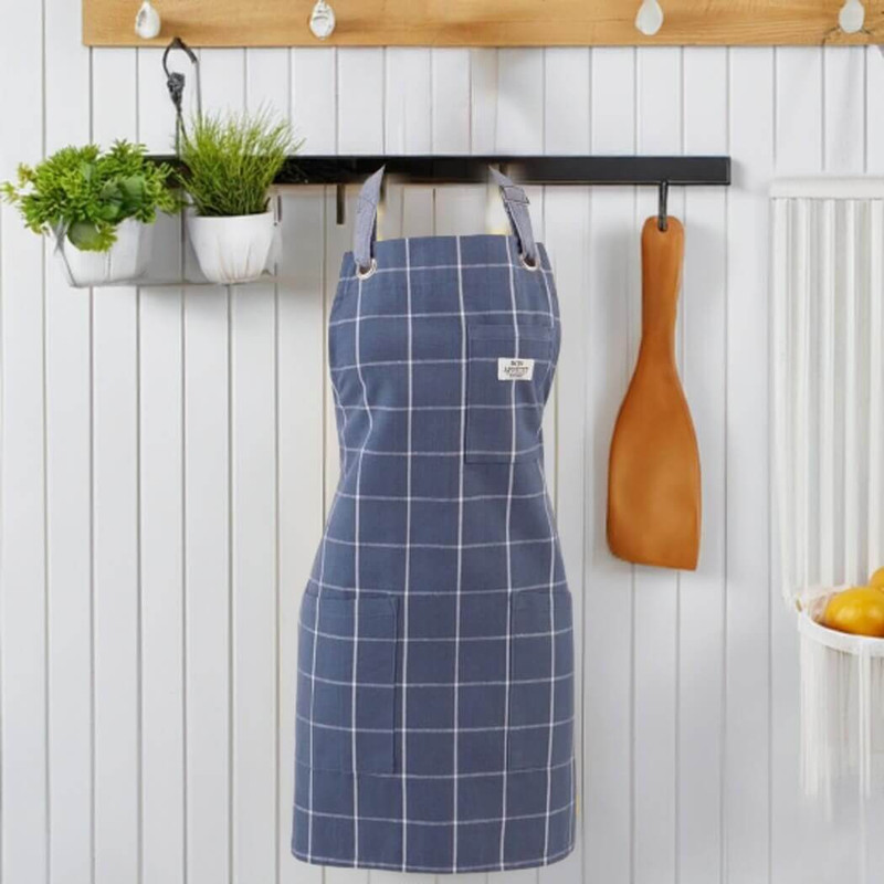 DII Blue Indigo Windowpane Apron DII Blue Indigo Windowpane Apron