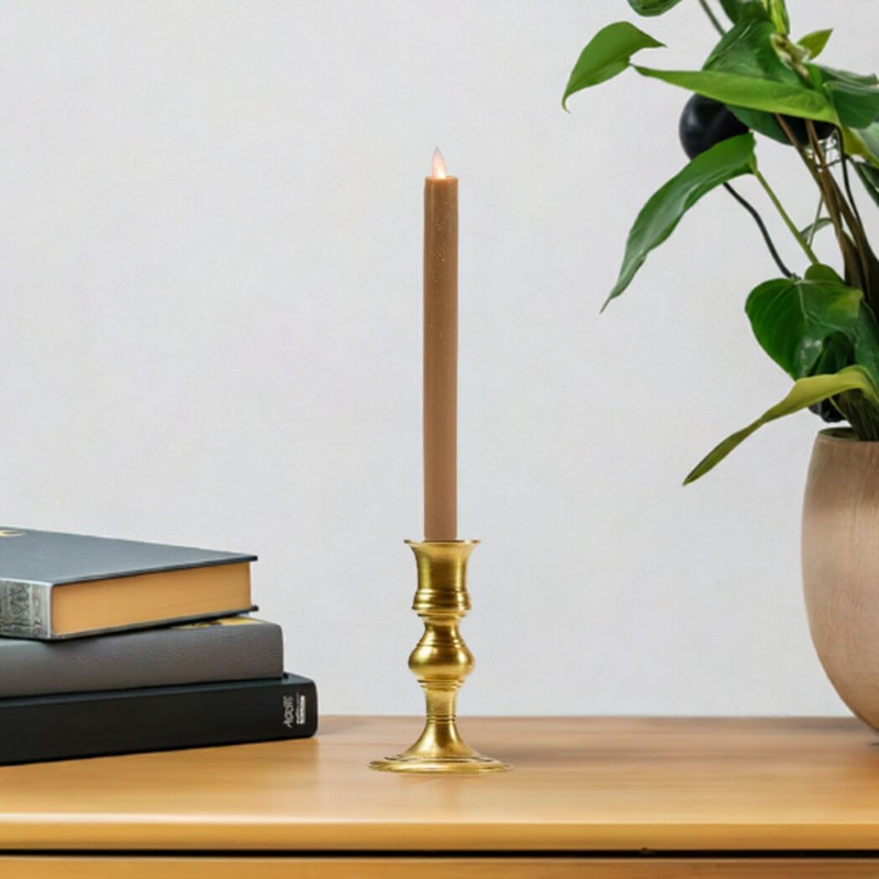 Mystique 10" Flameless Taper Candle, Taupe Mystique 10" Flameless Taper Candle, Taupe