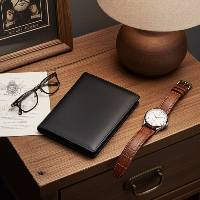 Budd Leather Men's Cowhide Leather Tri-Fold Wallet - Black Budd Leather Men's Cowhide Leather Tri-Fold Wallet - Black