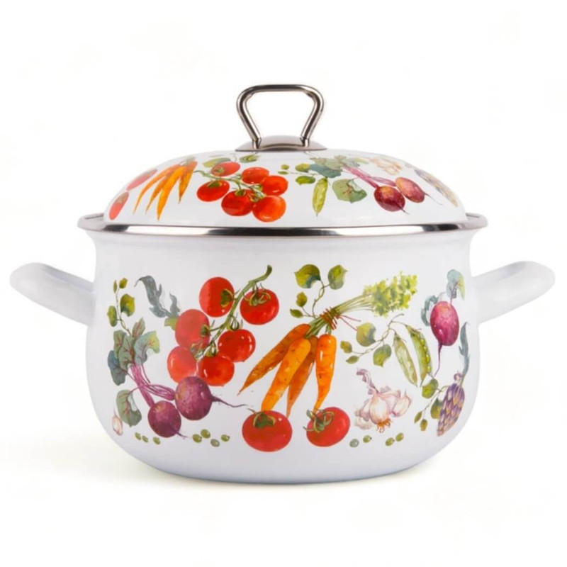 STP Vegetable Garden Belly Deep Stock Pot with Decorated Lid