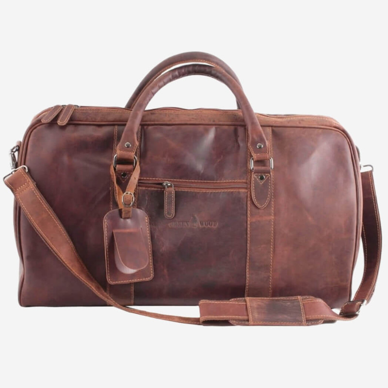 Greenwood Leather Victoria Leather Weekend Travel Bag, Sandal Greenwood Leather Victoria Leather Weekend Travel Bag, Sandal