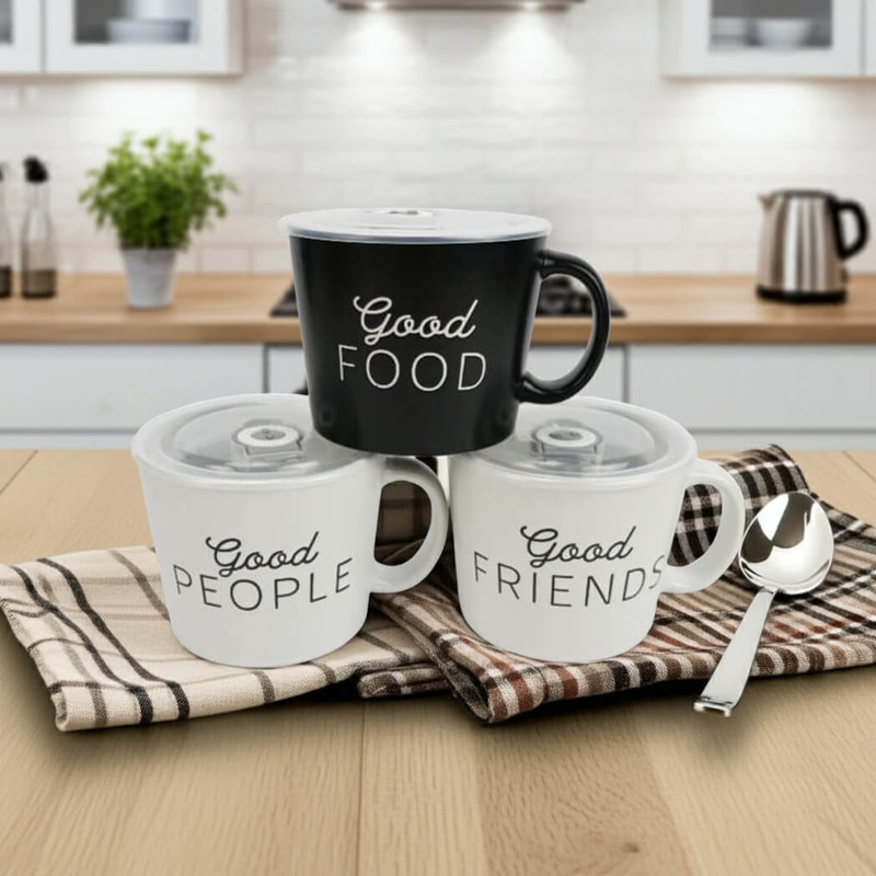 Boston Warehouse 20 Oz Souper Soup Mug with Lid, Good Friends