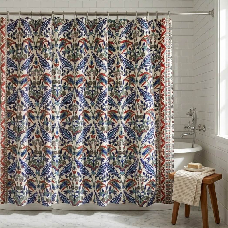Natural Habitat Shower Curtain, Victoria and Albert Red/Blue