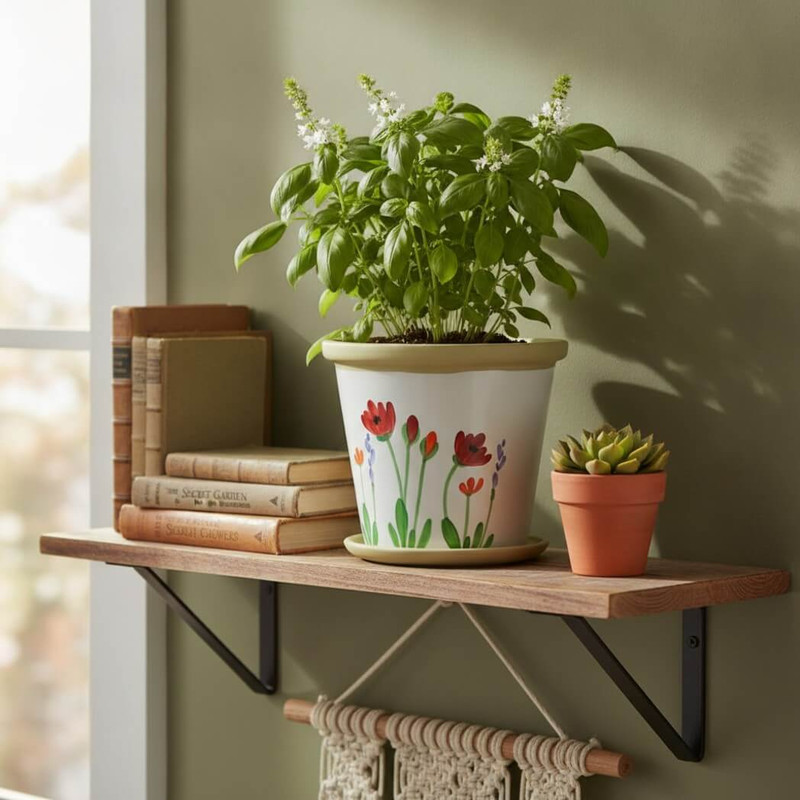 Emerson Creek Pottery Flower Pot, Red Poppy