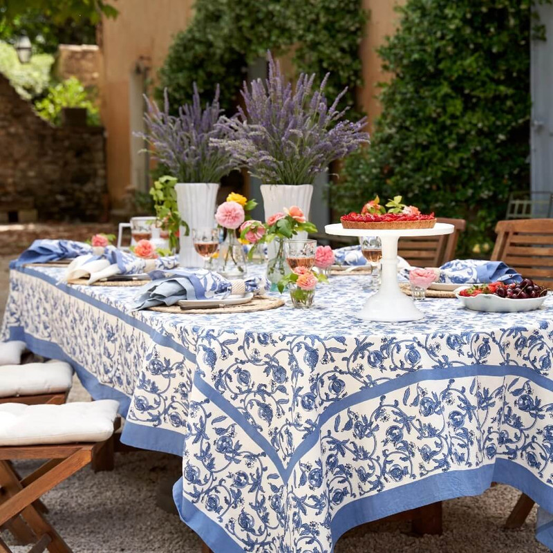 Couleur Nature Granada Cornflower Blue Tablecloth, 71" x 128"