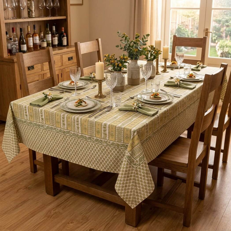 Couleur Nature Provence Avignon Pistache Tablecloth, 71 x 106