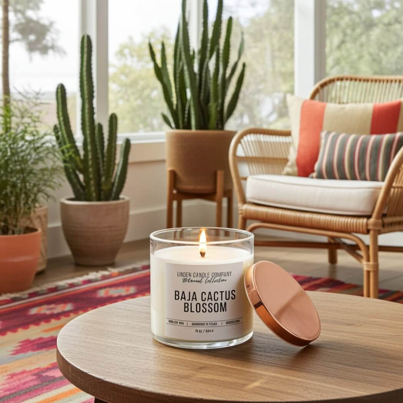 Linden Candle Company 16-oz Baja Cactus Blossom Organic Soy Candle Linden Candle Company 16-oz Baja Cactus Blossom Organic Soy Candle