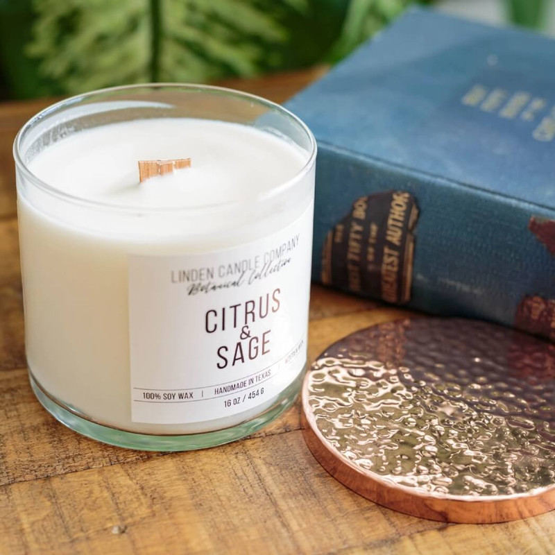 Linden Candle Company 16-oz Citrus & Sage Organic Soy Candle Linden Candle Company 16-oz Citrus & Sage Organic Soy Candle