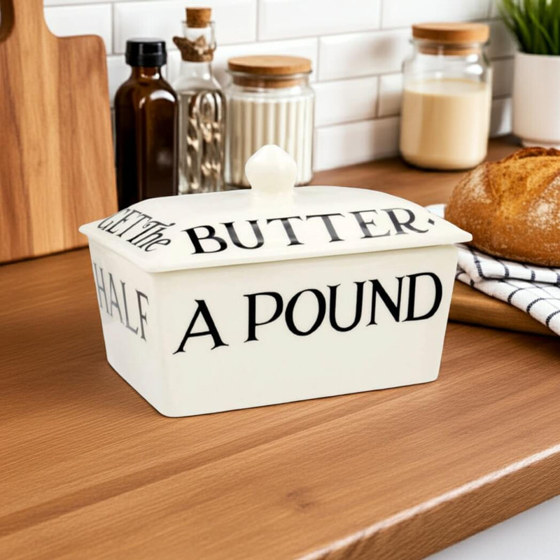 Emma Bridgewater Black Toast Half a Pound Small Butter Dish