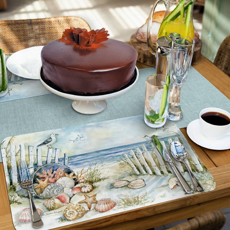 CounterArt Reversible Plastic Placemats, Coastal Sanctuary, Set of 4