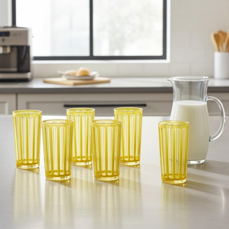 Tag Villa 22-Oz Acrylic Tumbler, Set of 6, Yellow