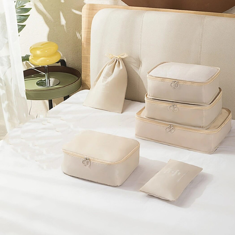 Accity Travel Organizer Cubes, Set of 6, Beige