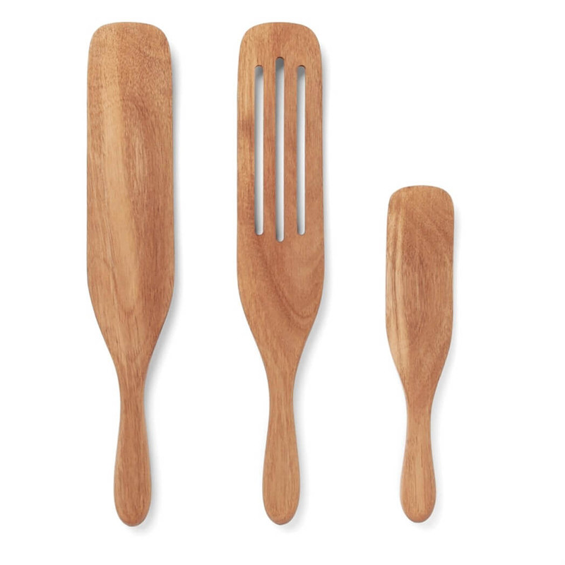 Fox Run Acacia Wood Spurtle, Set 3, 13" Slotted, 10”, and 9”