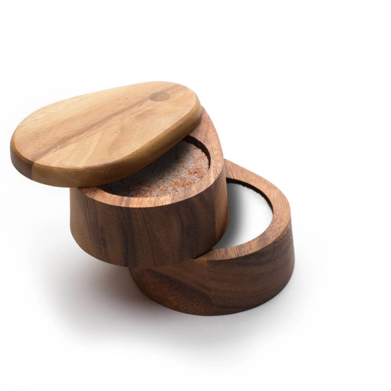 Ironwood Swivel Salt Box, Acacia Wood