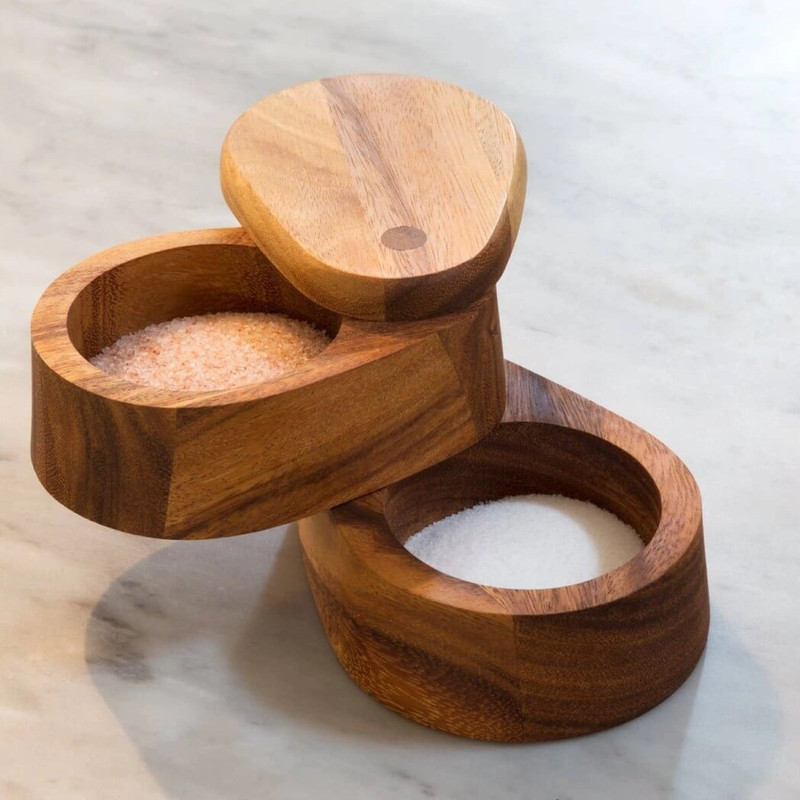 Ironwood Swivel Salt Box, Acacia Wood
