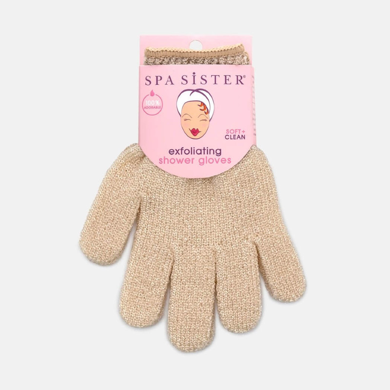 Spa Sister Exfoliating Bathing Gloves, Cream