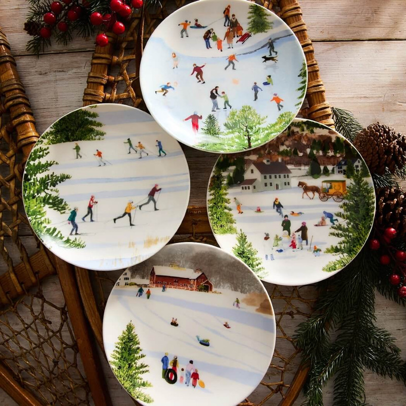 Caskata X Felix Doolitle Winter Wonderland Salad Plates, Set of 4