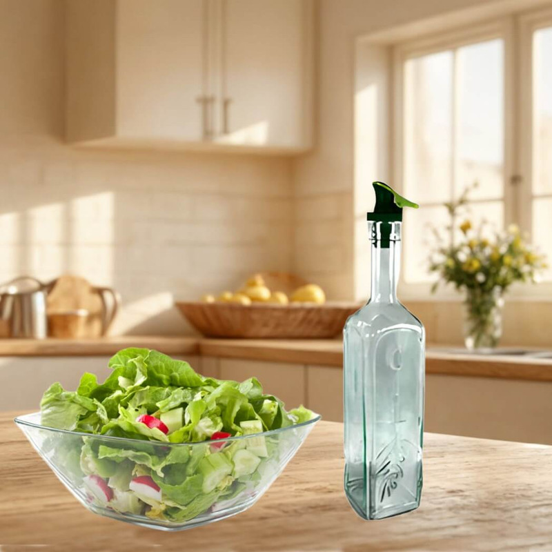 Grant Howard Extra Vergine Embossed Glass Oil Cruet Bottle, 16 Oz