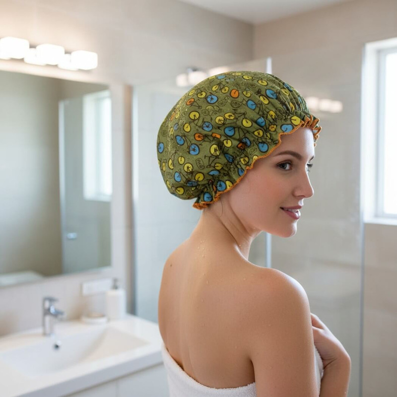 Spa Sister Bouffant Shower Cap, Bicycles