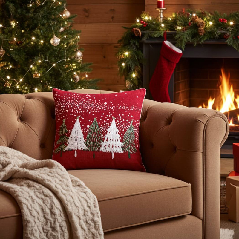 C&F Home Christmas Snowy Trees Throw Pillow