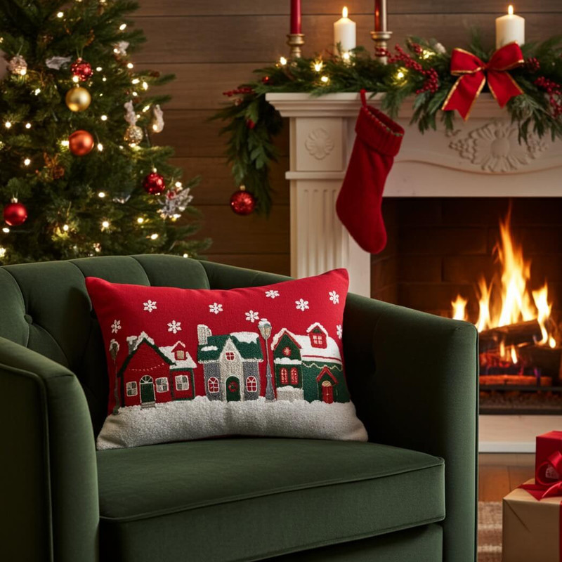 C&F Home Christmas Village Throw Pillow