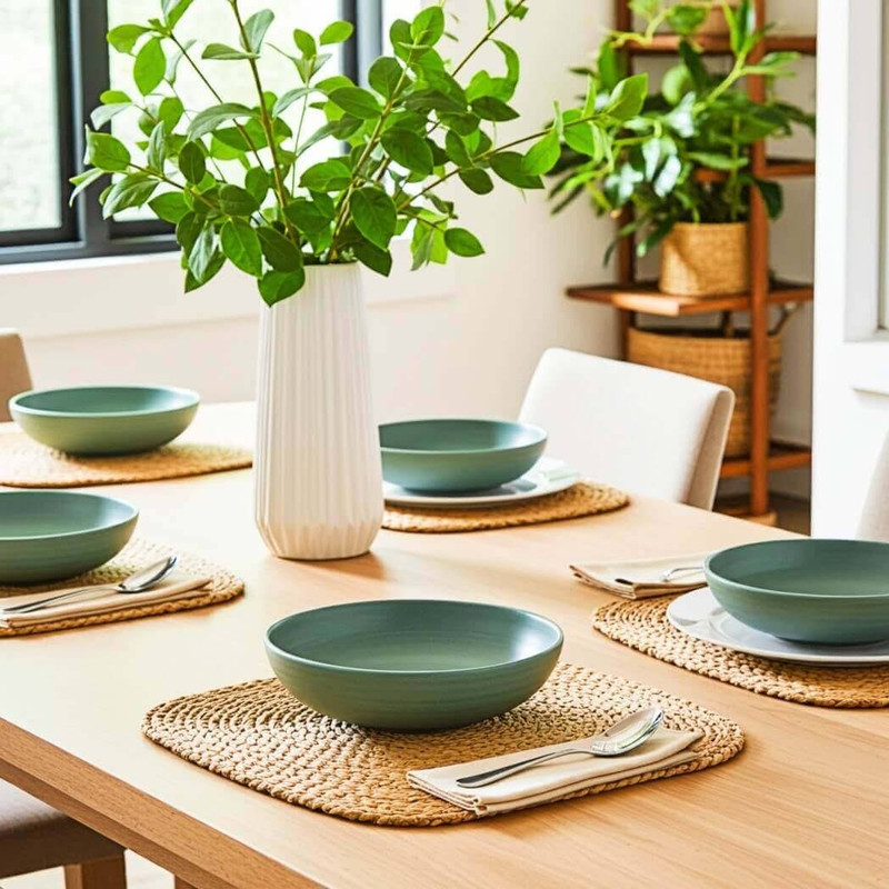 TarHong Planta Artisan Matte Low Bowl, Set of 6, Teal