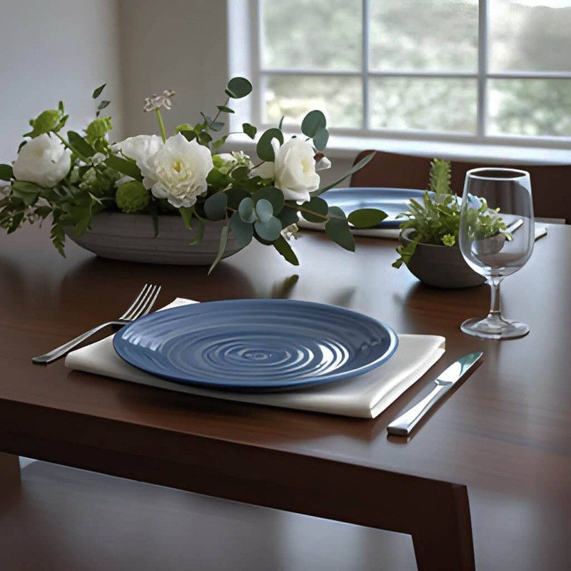 TarHong Planta Artisan Matte Dinner Plate, Set of 6, Blue