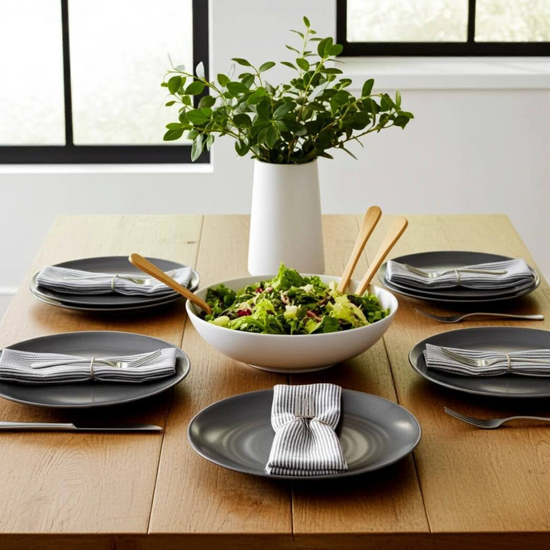 TarHong Planta Artisan Matte Salad Plate, Set of 6, Gray