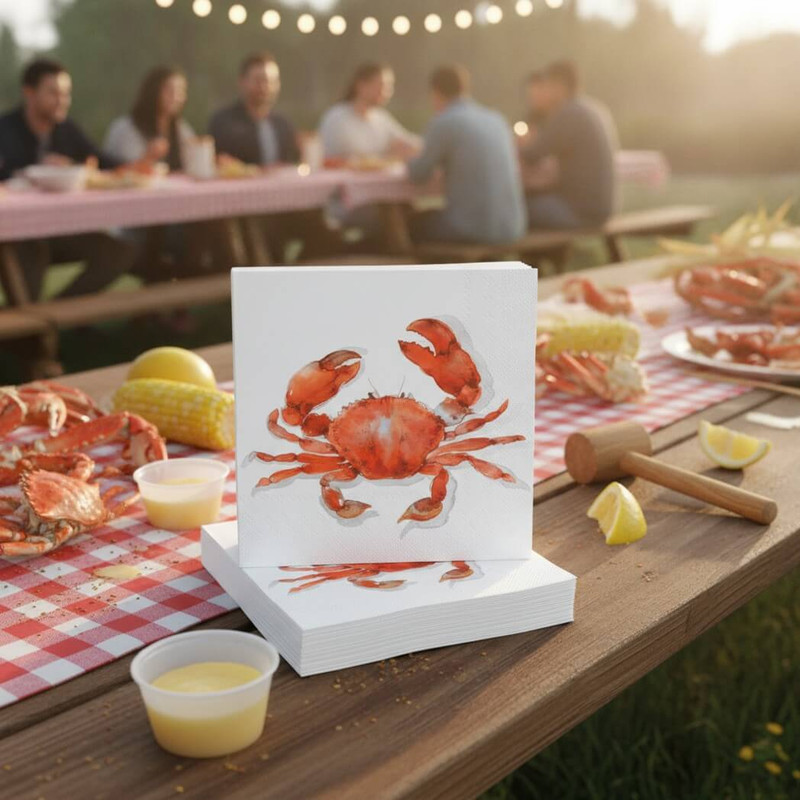 IHR Boston International Paper Lunch Napkins, Crab, Pack of 20