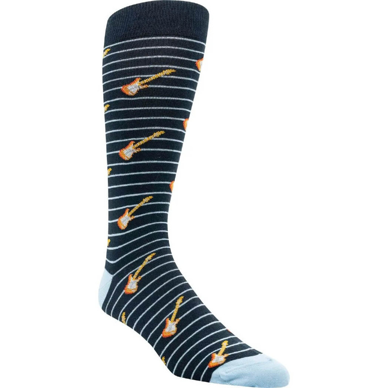 ELL & Atty Premium Men's Mid-Calf Socks - Guitar, Navy