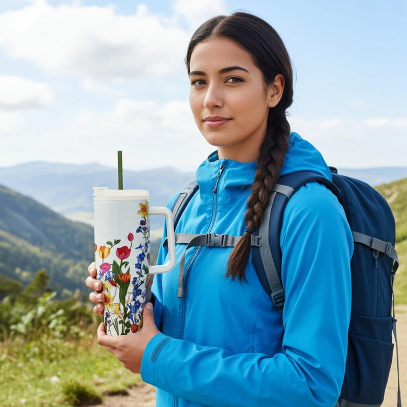 Vera Bradley Stainless Steel 40 oz. Tumbler, Meadow Bouquet Seedpearl