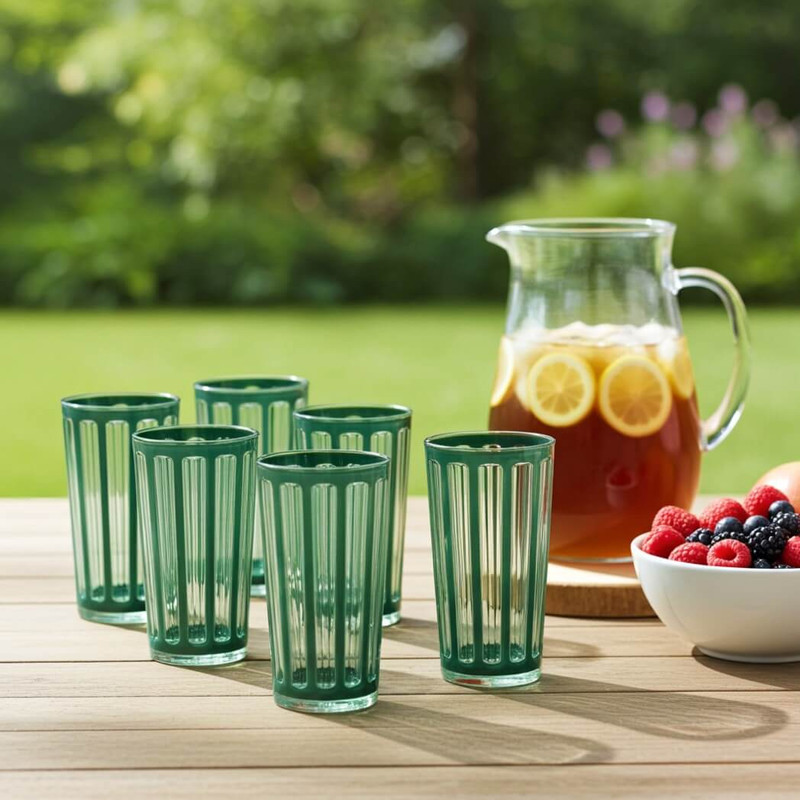 Tag Villa 22-Oz Acrylic Tumbler, Set of 6, Green