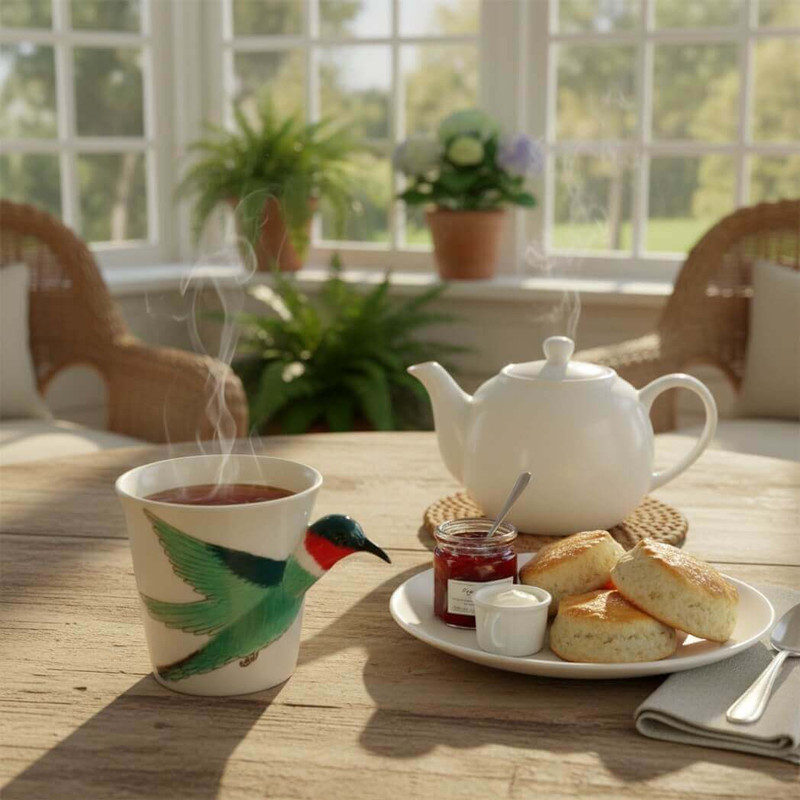 Sea Island Imports Stoneware 8-Oz Mug, Hummingbird