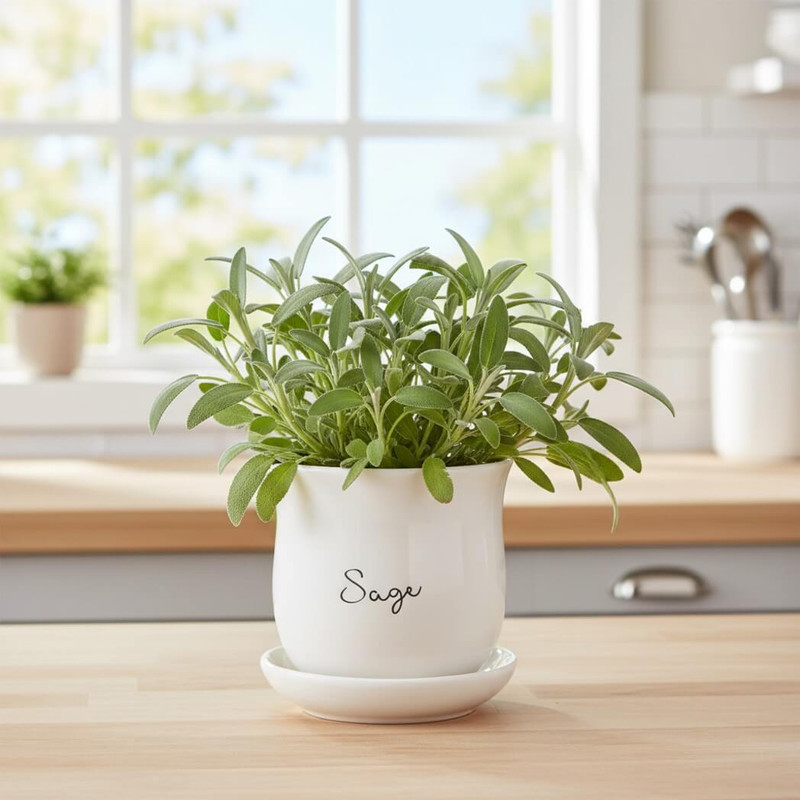 Tag Sage Planter with Saucer