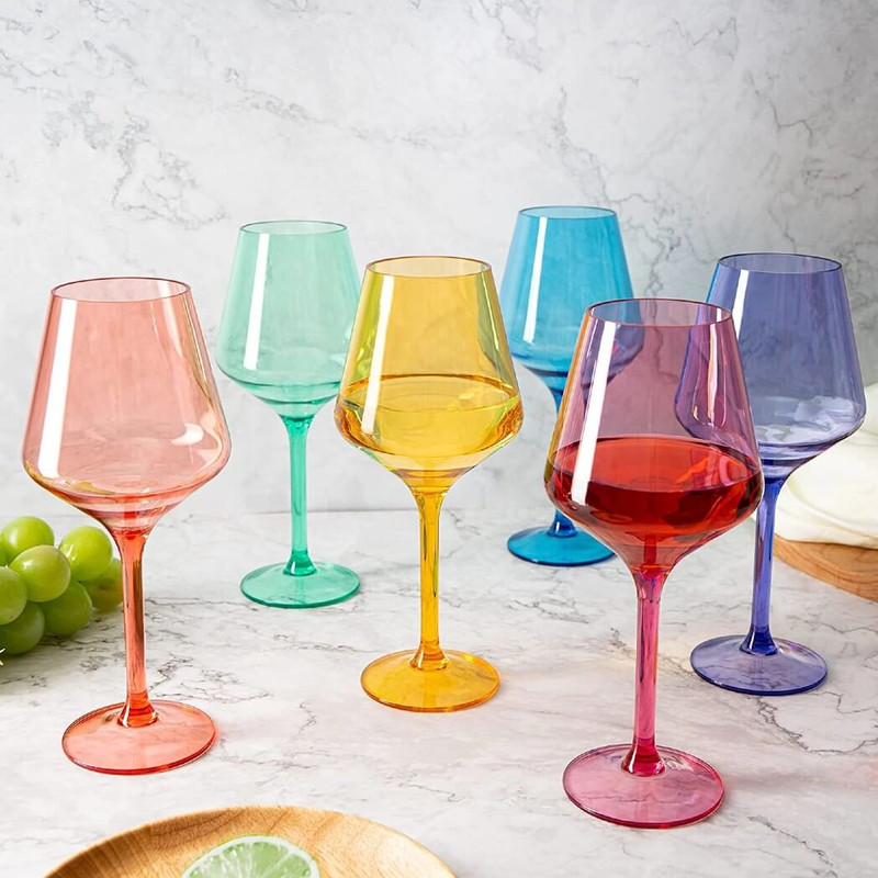 Wine Savant Acrylic Stemmed Wine Glasses in Assorted Colors