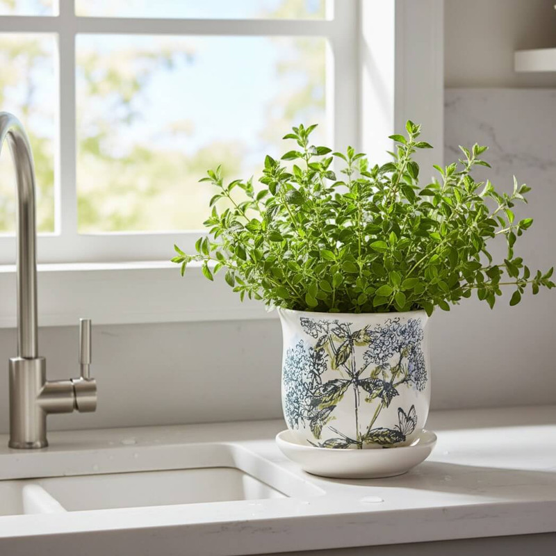 Tag Oregano Planter With Saucer Set