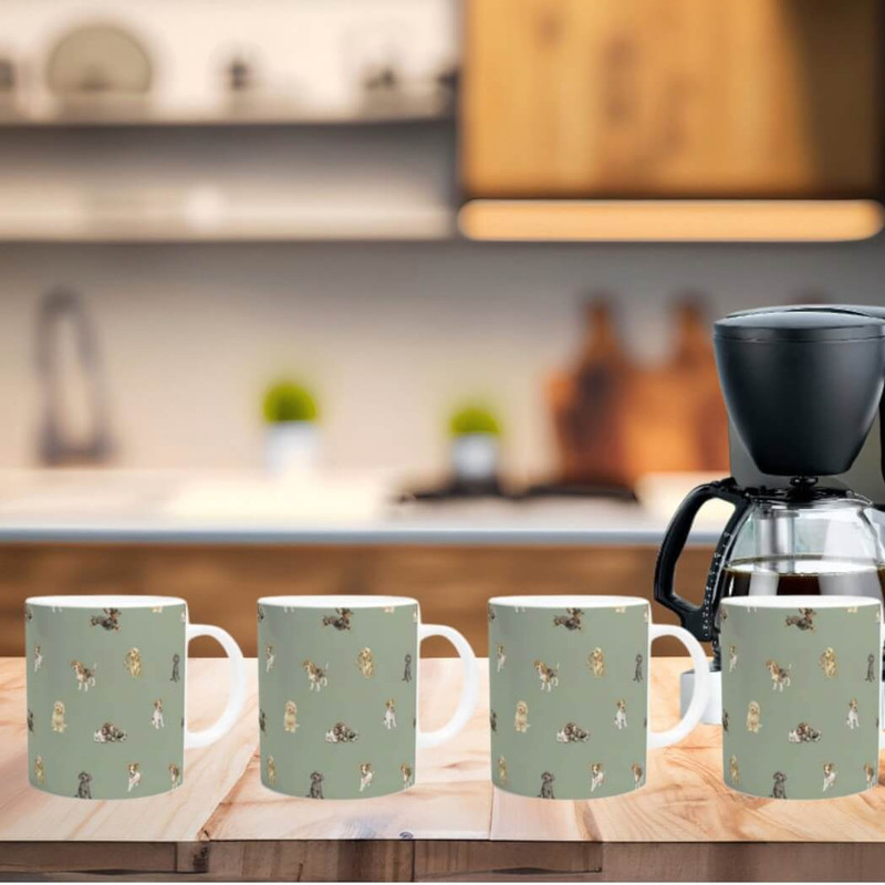 Playful Puppies Mug Set of 4