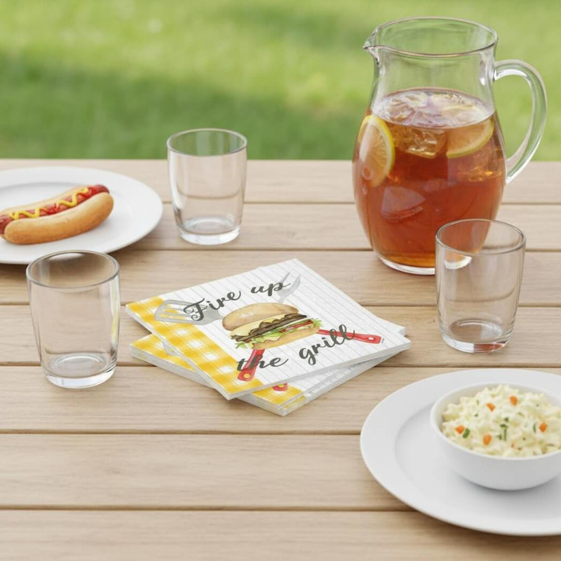 IHR Paper Beveragel Napkins, Fire Up the Grill, Pack of  20