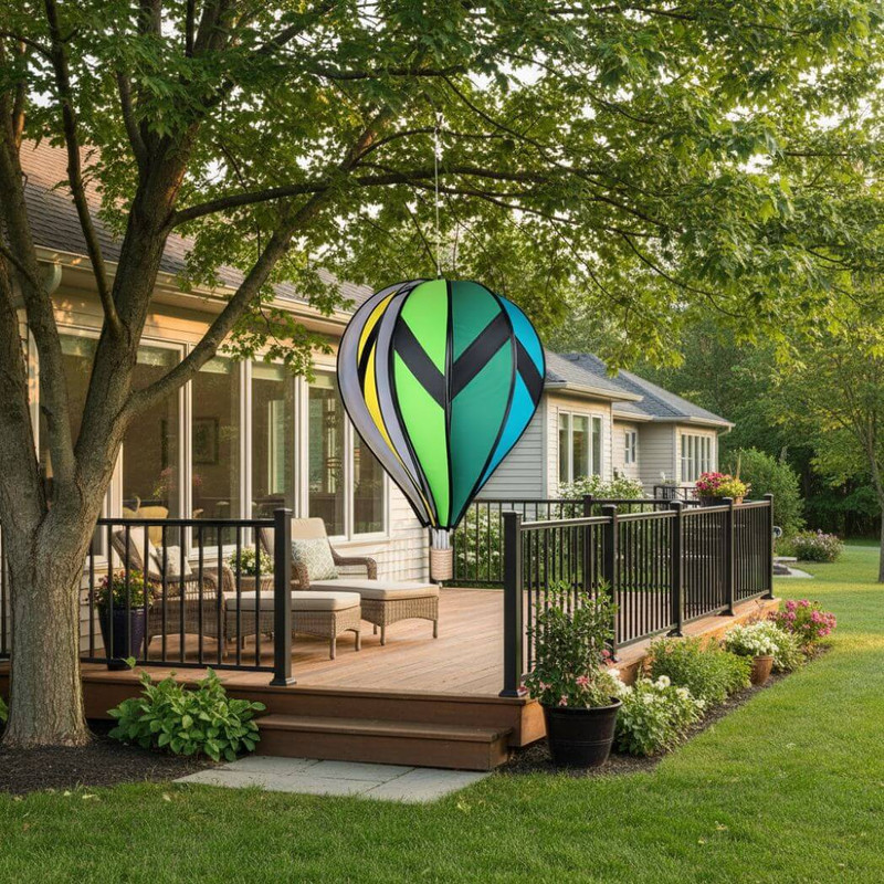 Premier Kites 22-in Hot Air Balloon Garden Spinner, Chevron Rainbow