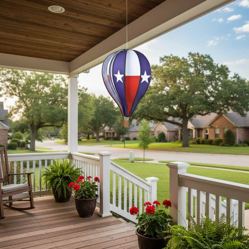 Premier Kites 22-in Hot Air Balloon Spinner, Texas Flag, Red, White, and Blue