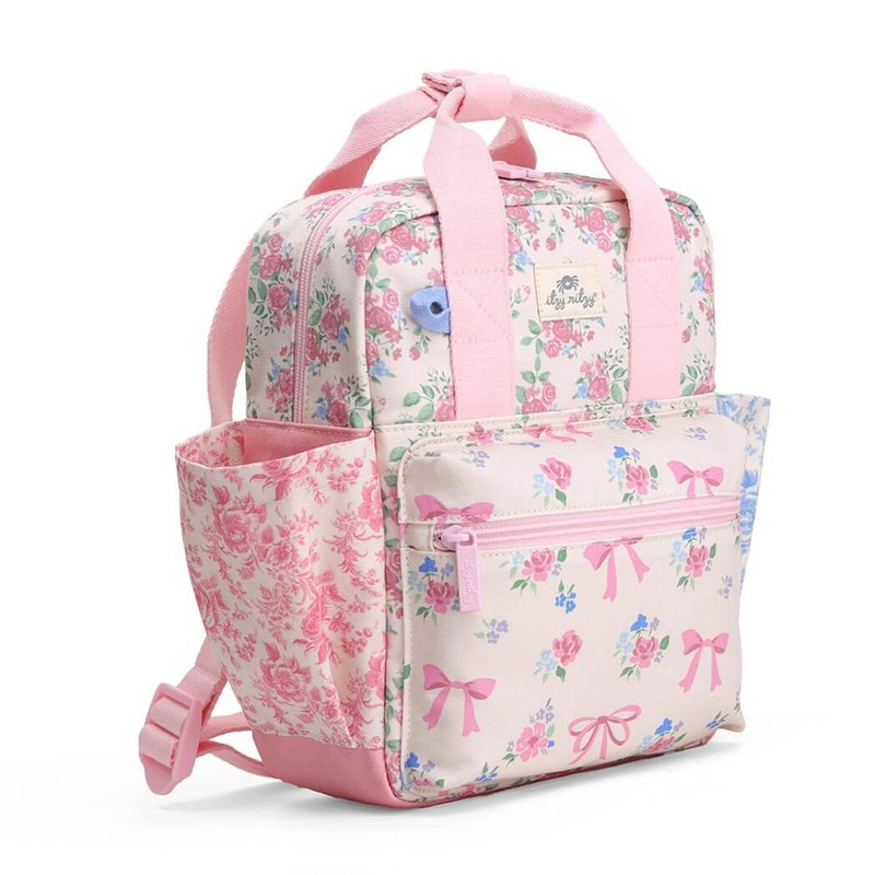 Itzy Ritzy Bag Toddler Backpack, Ribbons & Roses, Pink