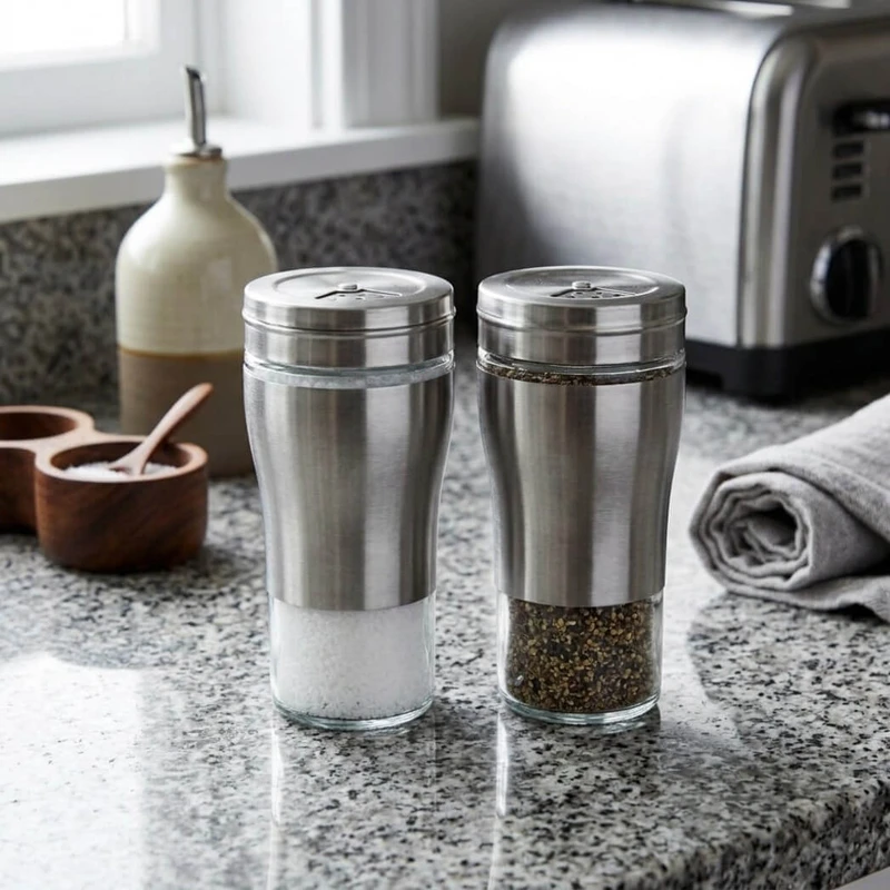 Grant Howard Stainless Steel Multishakers with Swivel Tops, Set of 2