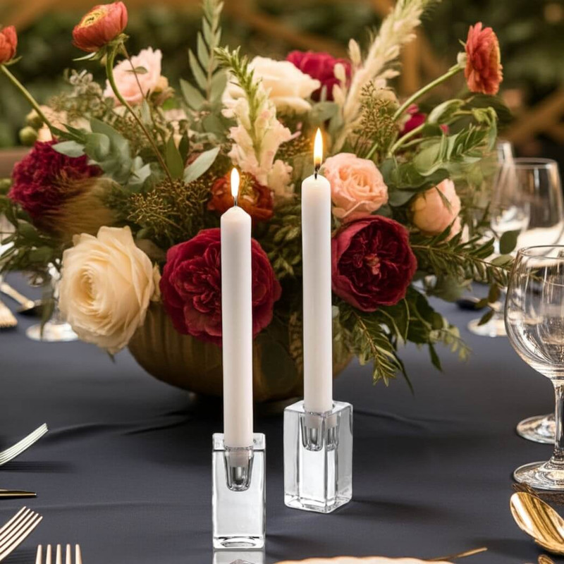 Tag Chunky Glass Taper Candle Holders, Set of 2