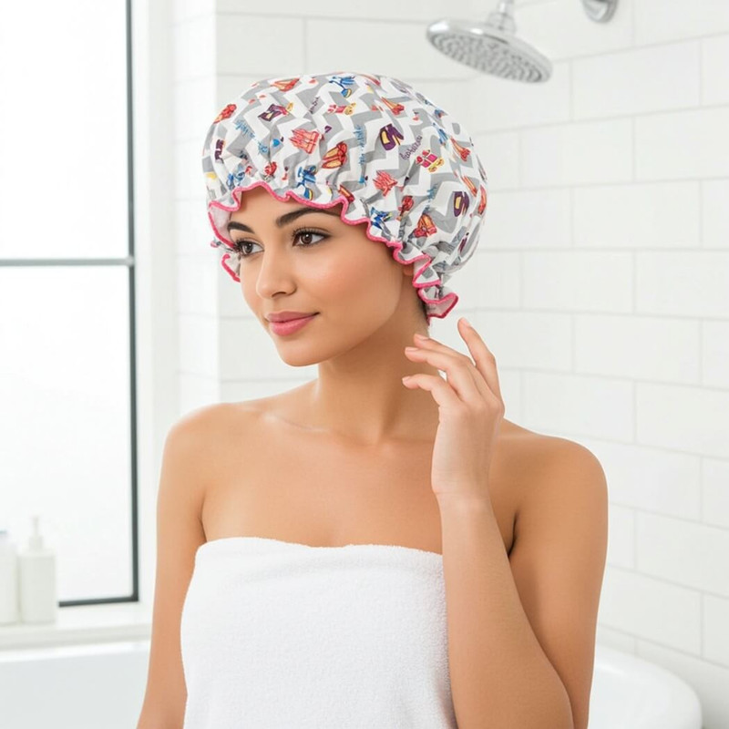 Spa Sister Bouffant Shower Cap, Shoe Fashionista