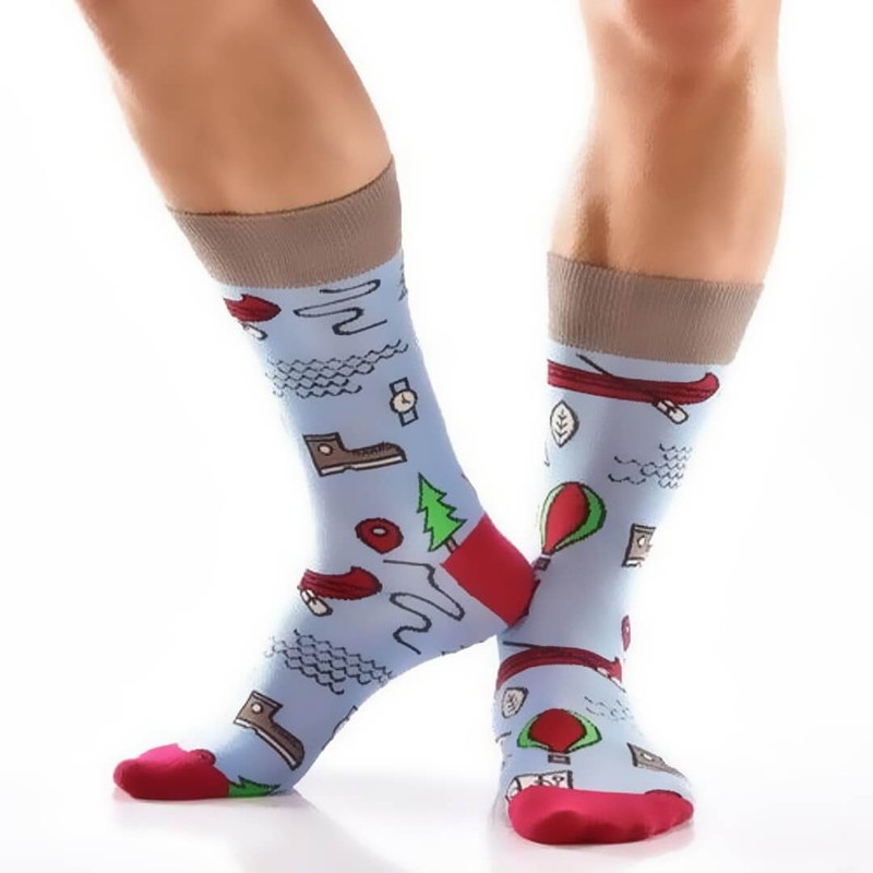Men's Crew Sock with Camping Icons