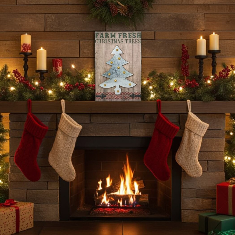 Boston Warehouse Fresh Farm Christmas Trees Wall Plaque