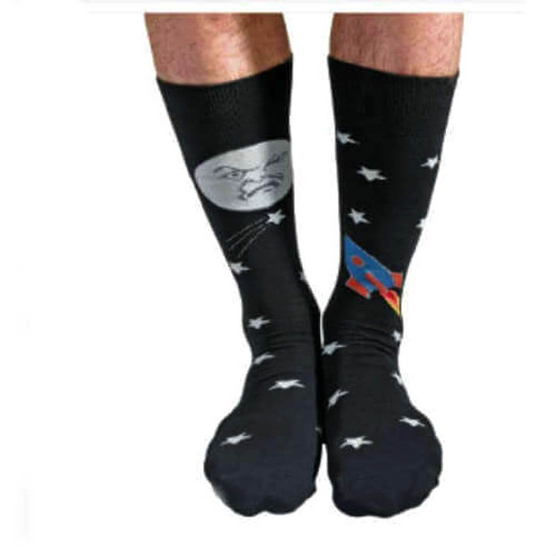 Snoozies Men's Simply Pairables Splitz Novelty Dress Socks, Space